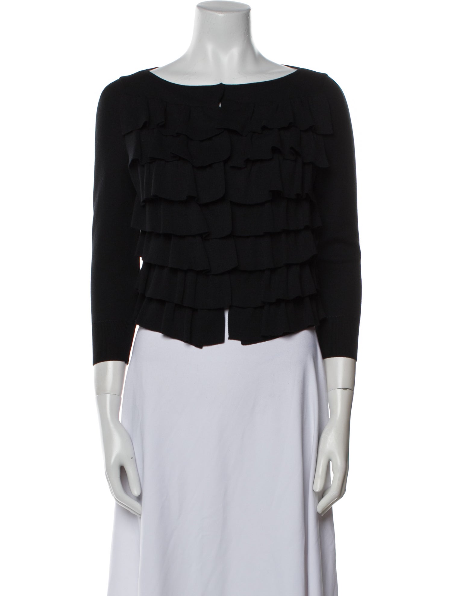 Giambattista Valli Silk Bateau Neckline Crop Top