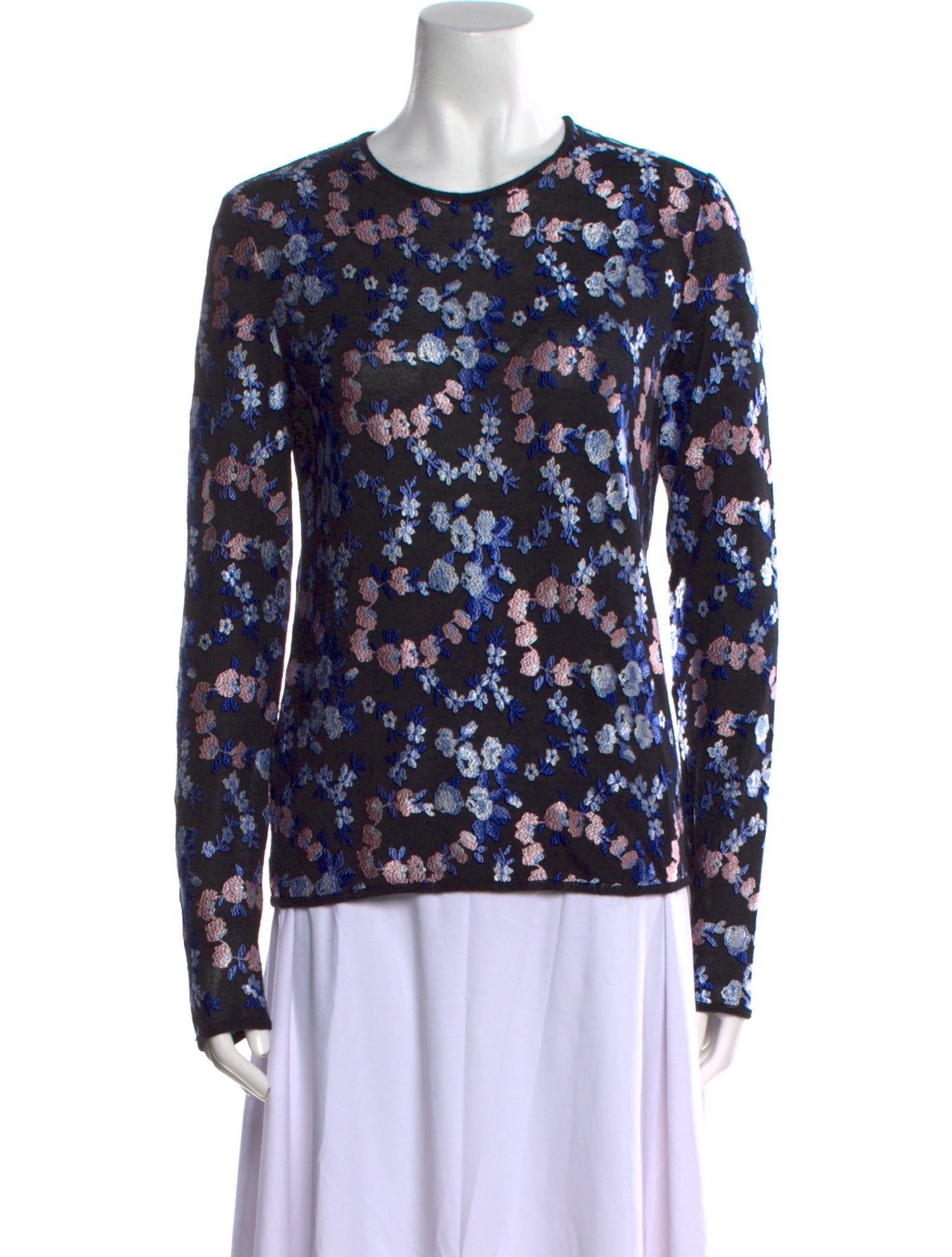 Giambattista Valli Cashmere Floral Print Sweater