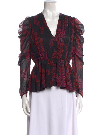 Giambattista Valli Silk Floral Print Blouse
