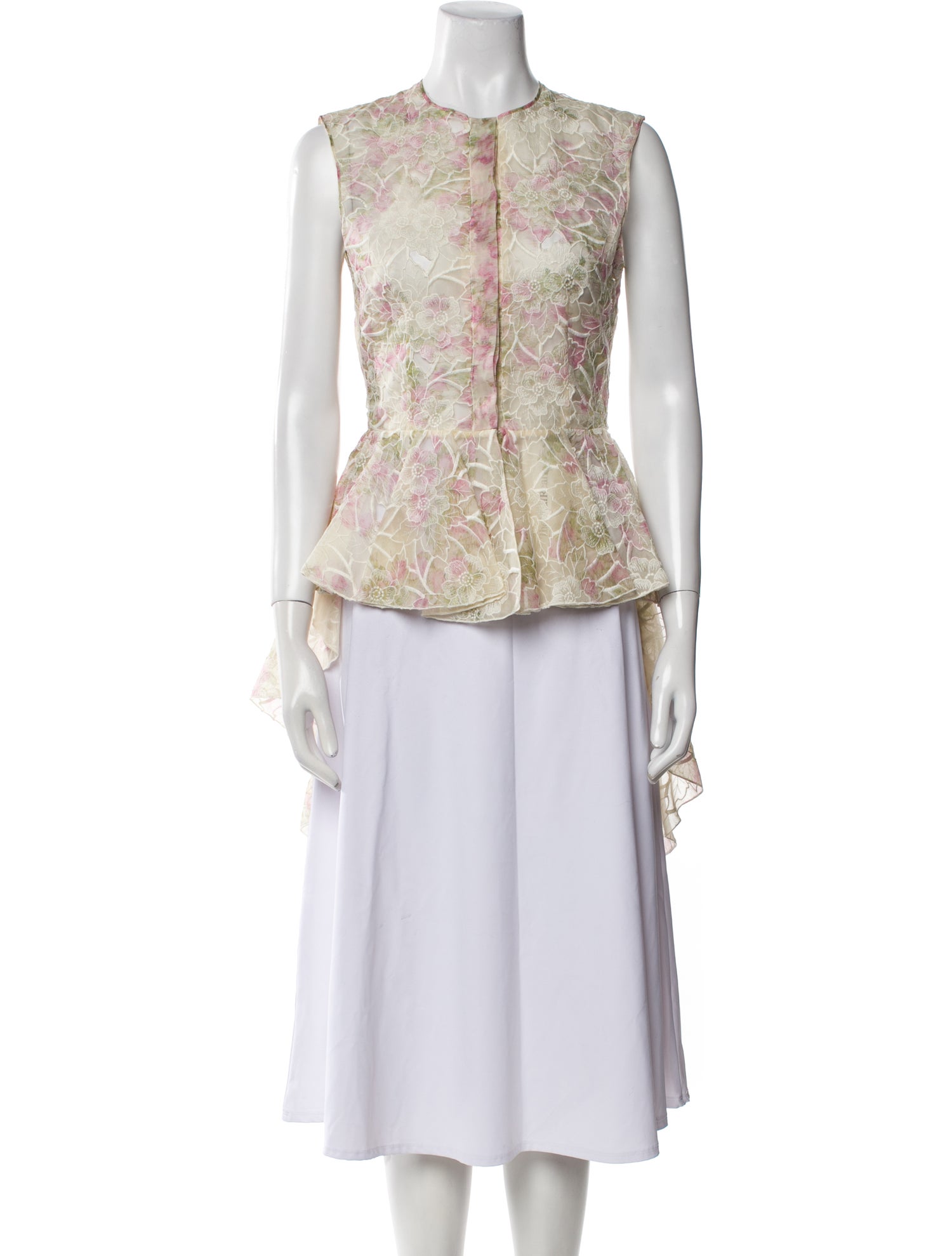 Giambattista Valli Floral Print Mock Neck Blouse