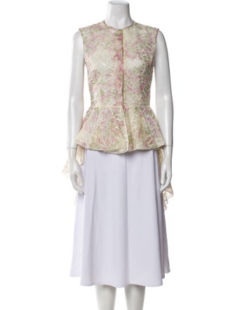 Giambattista Valli Floral Print Mock Neck Blouse