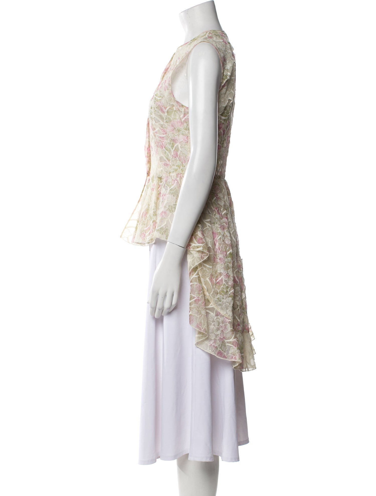 Giambattista Valli Floral Print Mock Neck Blouse