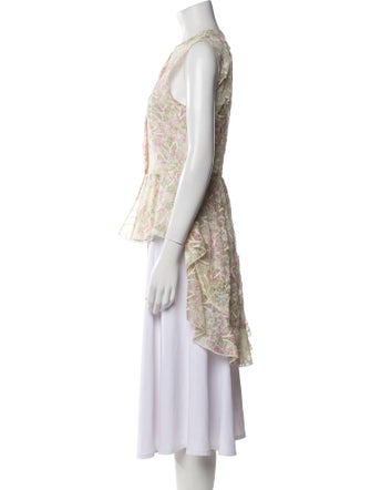 Giambattista Valli Floral Print Mock Neck Blouse