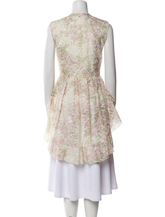 Giambattista Valli Floral Print Mock Neck Blouse