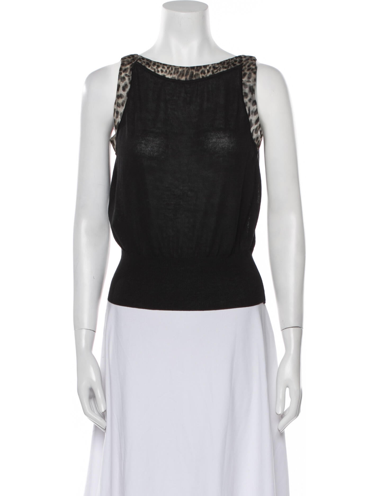 Giambattista Valli Bateau Neckline Sleeveless Top