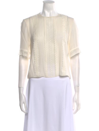 Giambattista Valli Silk Crew Neck Crop Top