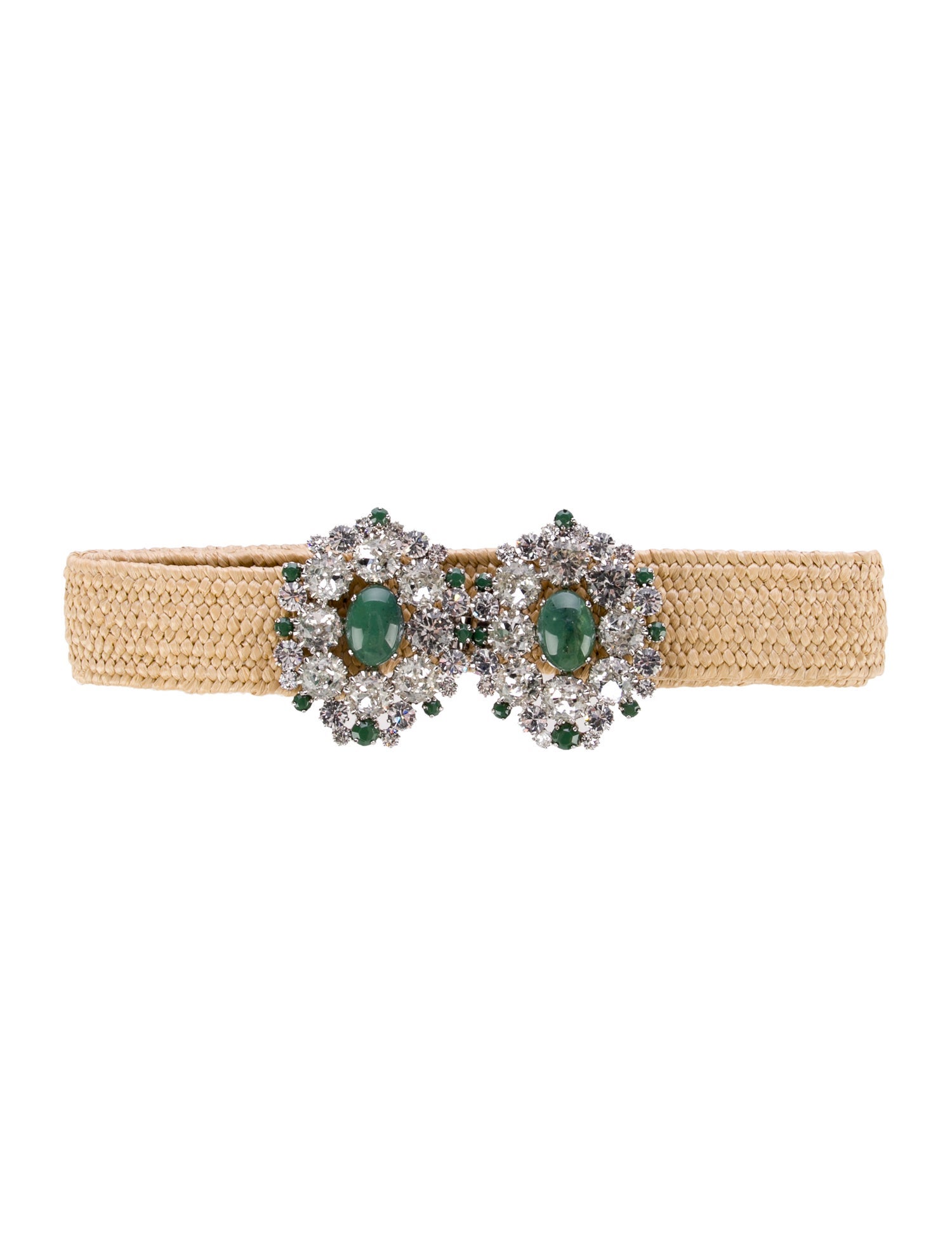 Giambattista Valli Straw Crystal Embellishments Waist Belt
