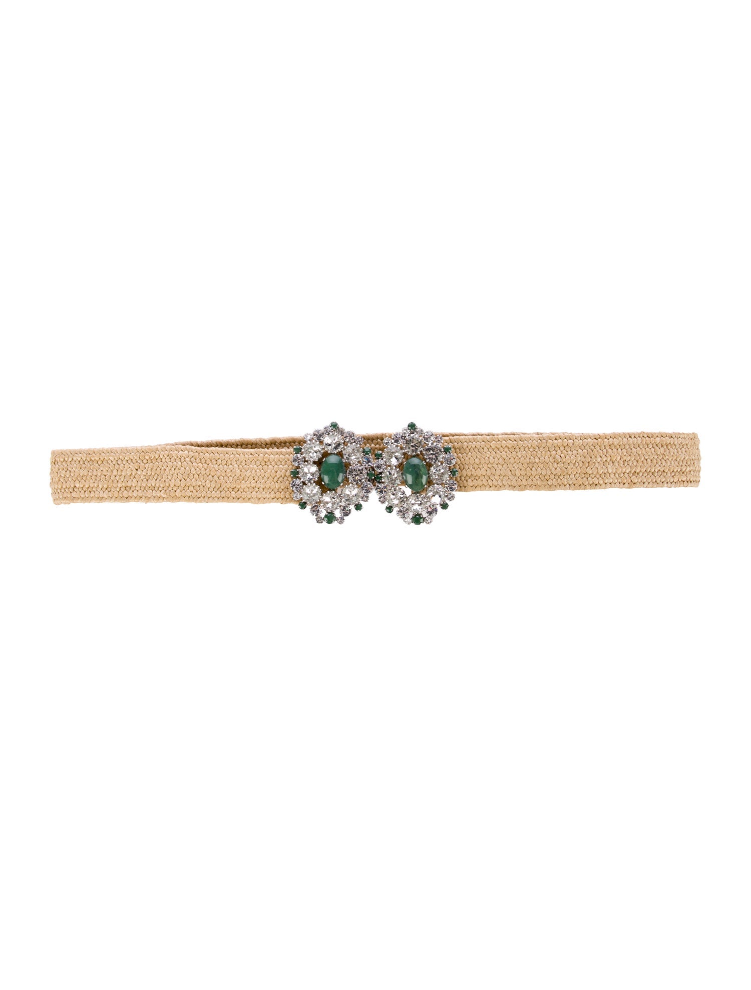 Giambattista Valli Straw Crystal Embellishments Waist Belt