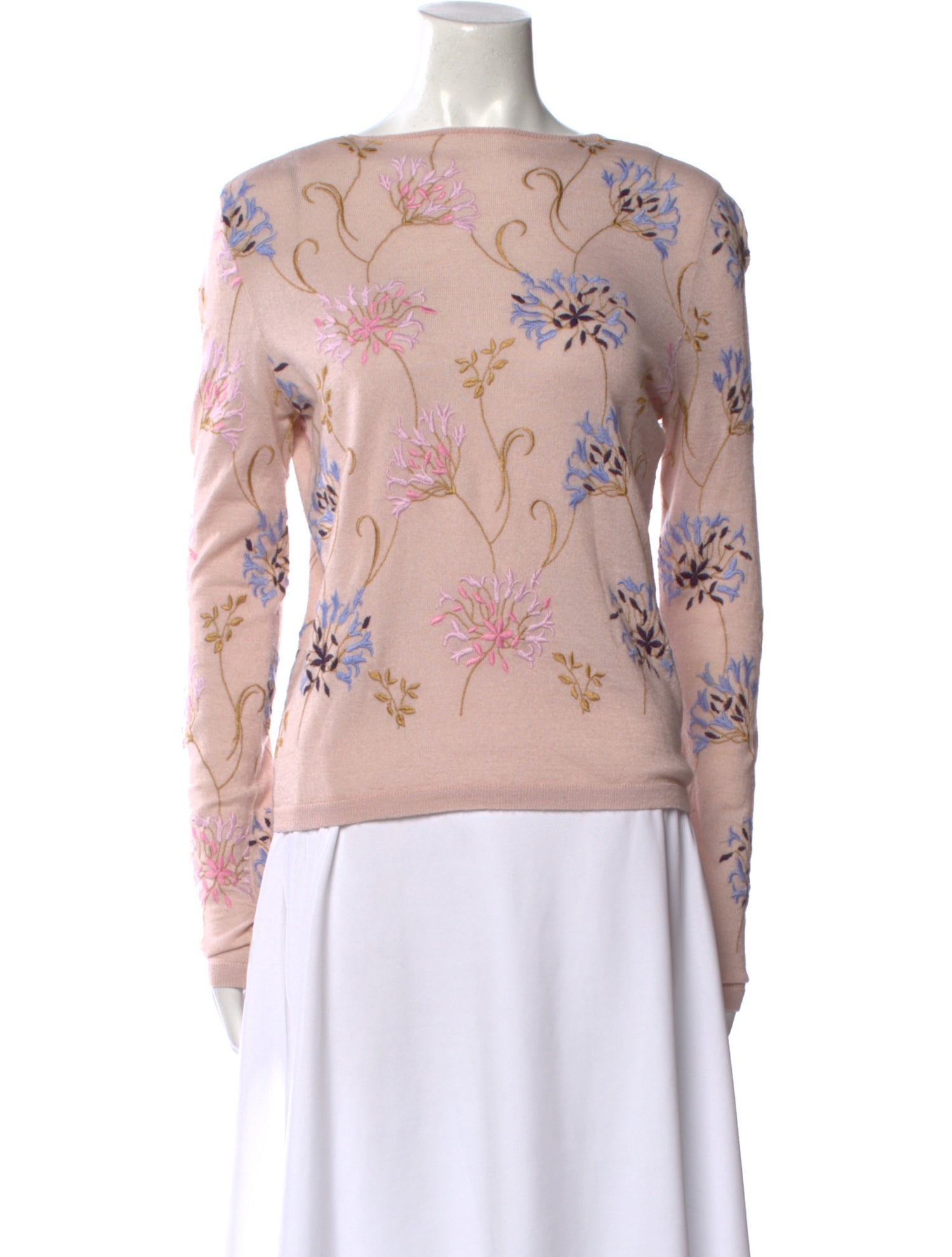 Giambattista Valli Cashmere Floral Print Sweater