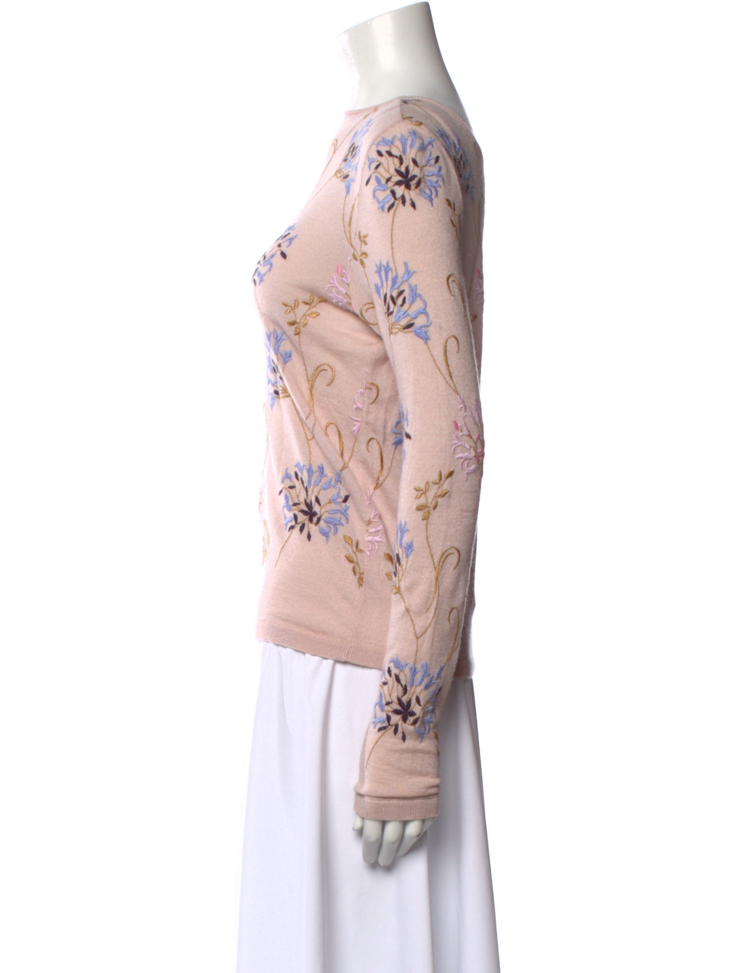 Giambattista Valli Cashmere Floral Print Sweater