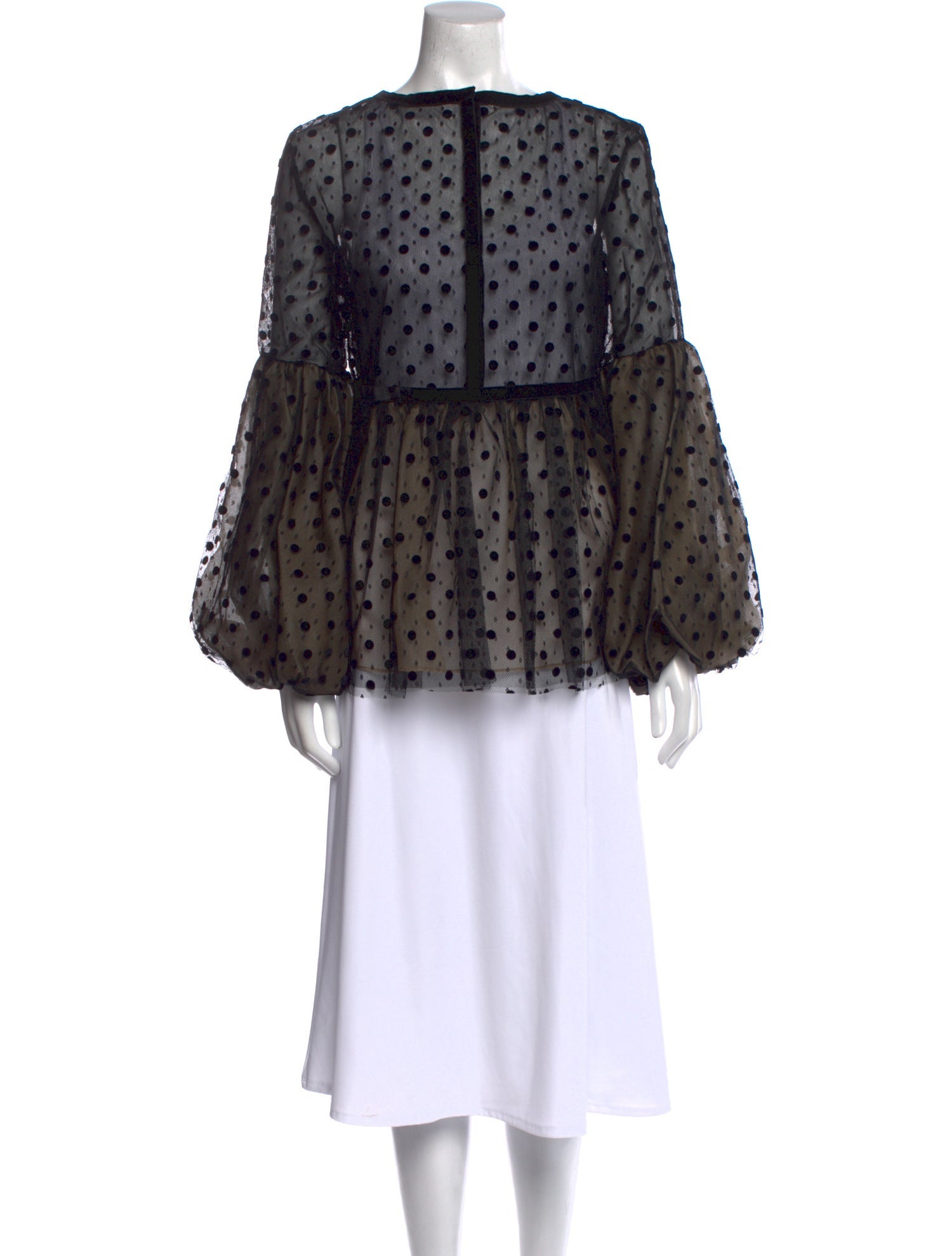 Giambattista Valli Polka Dot Print Mock Neck Blouse