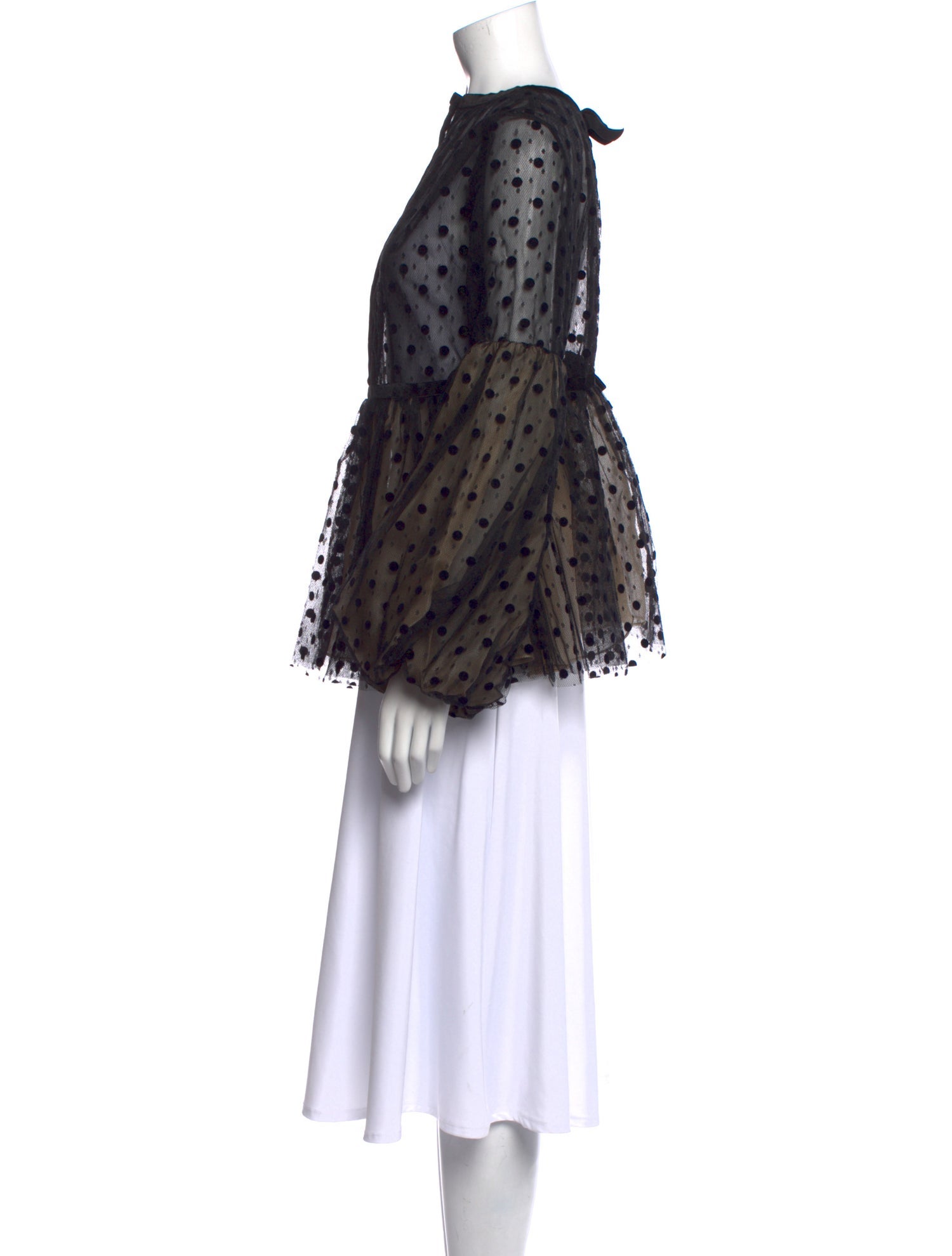 Giambattista Valli Polka Dot Print Mock Neck Blouse