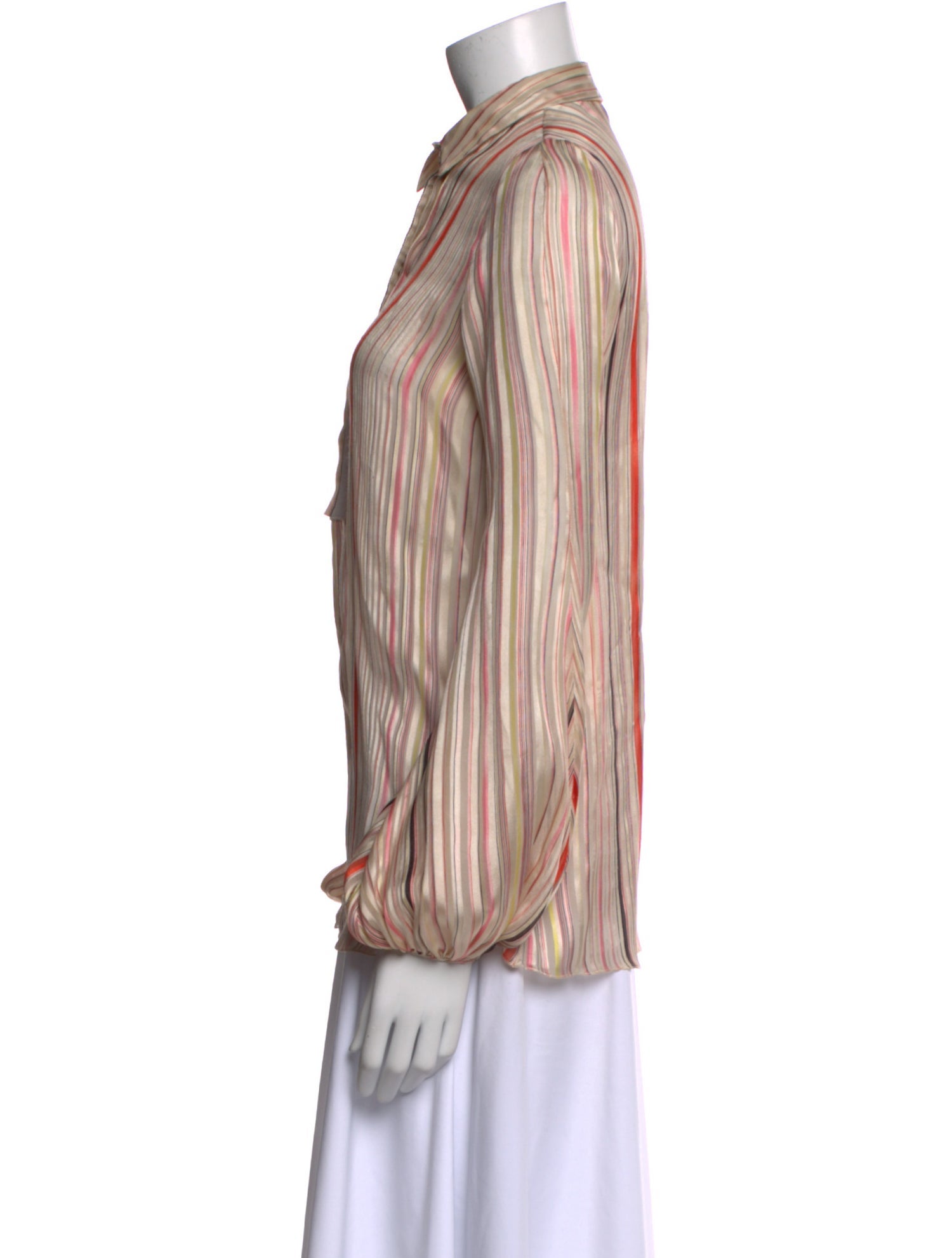 Giambattista Valli Silk Striped Button-Up Top