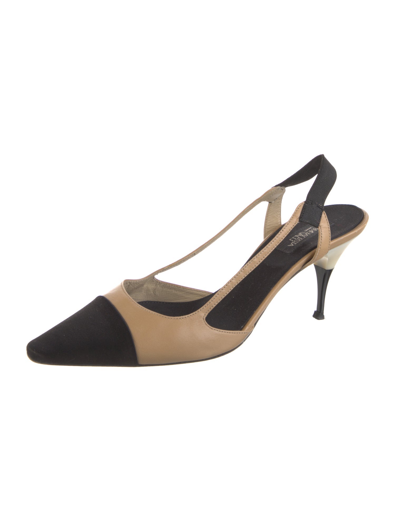 Giambattista Valli Leather Colorblock Pattern Slingback Pumps