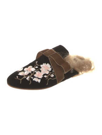Gia Couture Velvet Floral Print Mules