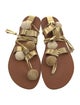 Gia Couture Leather Pom-Pom Embellishments Gladiator Sandals