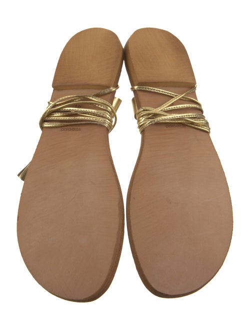 Gia Couture Leather Pom-Pom Embellishments Gladiator Sandals