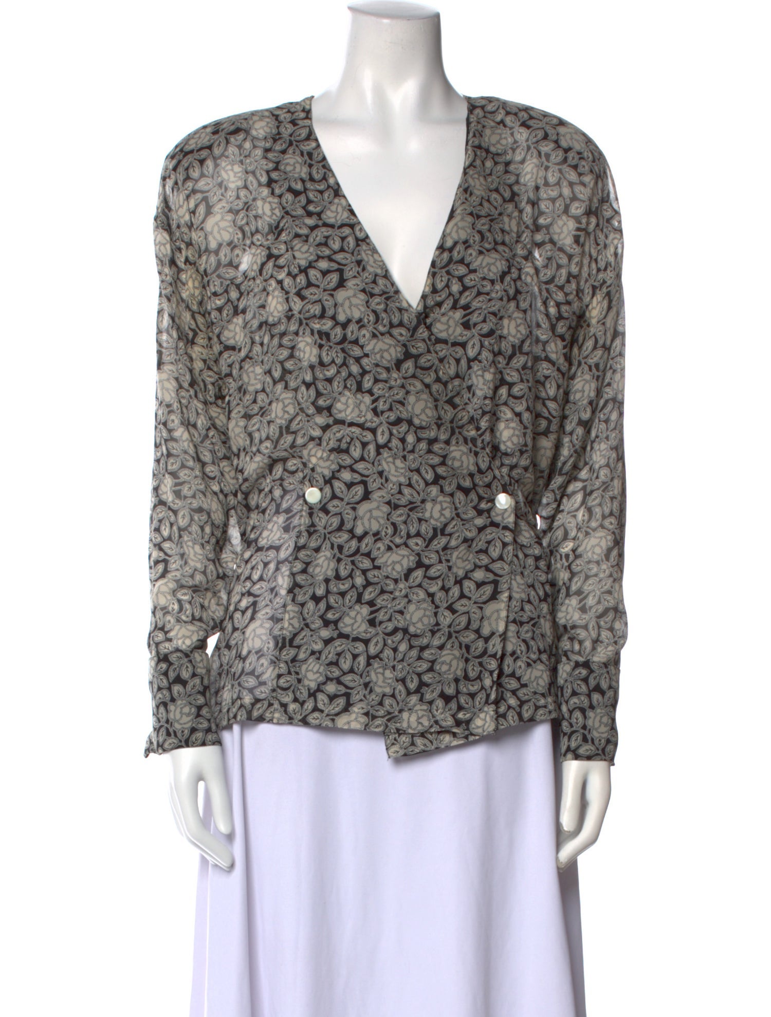 Gia Couture Silk Floral Print Blouse