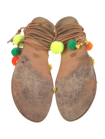 Gia Couture Leather Floral Print Gladiator Sandals