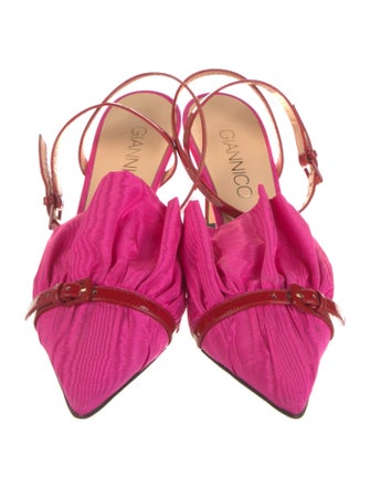 Giannico Ruffle Embellishment Slingback Pumps