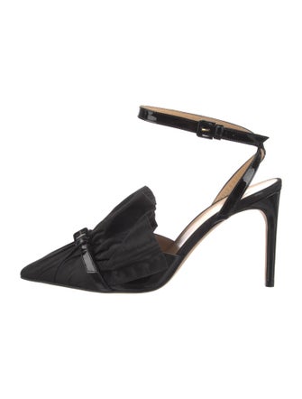 Giannico Ruffle Embellishment Slingback Pumps