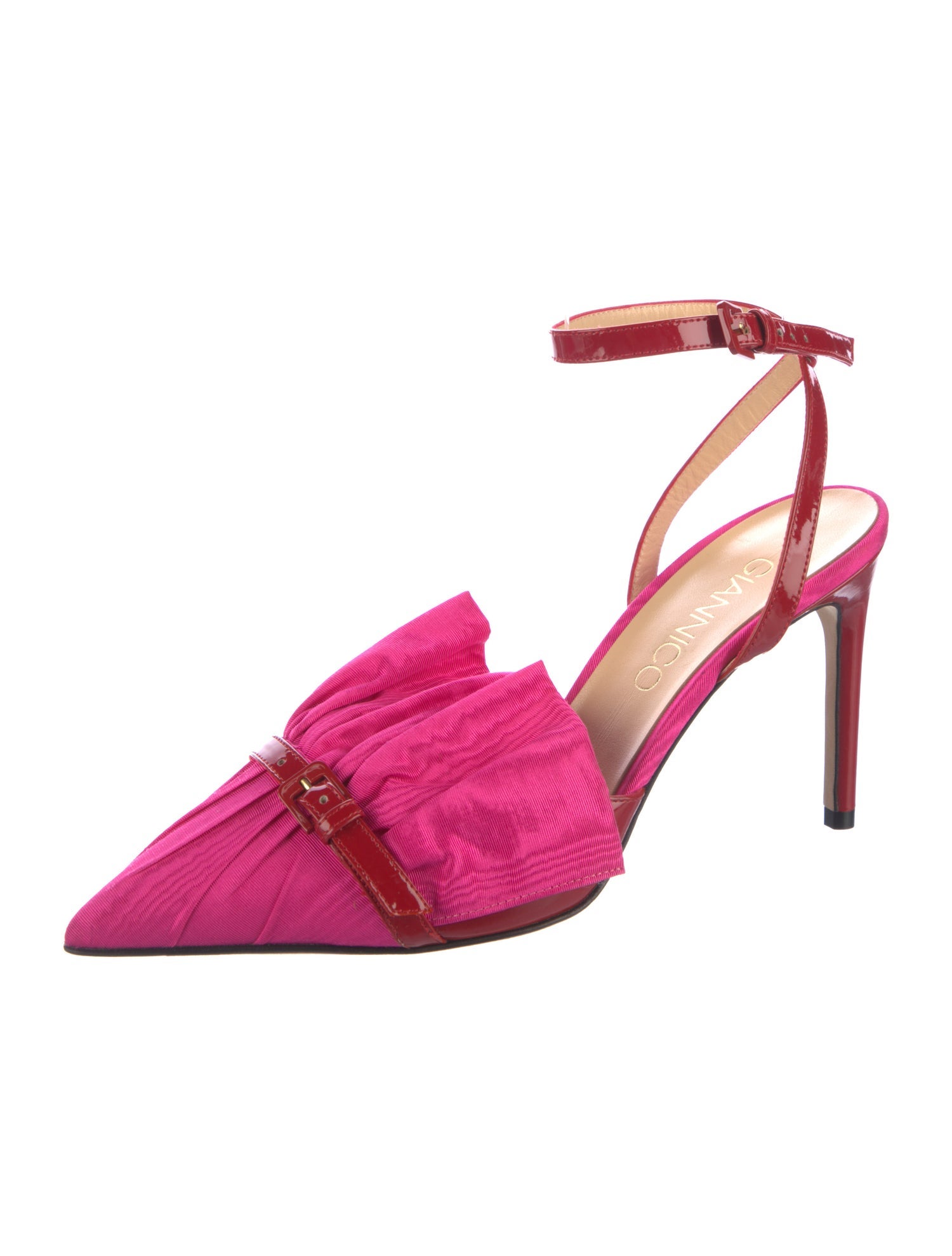 Giannico Ruffle Embellishment Slingback Pumps