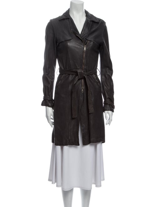 Giorgio Brato Leather Trench Coat Grey