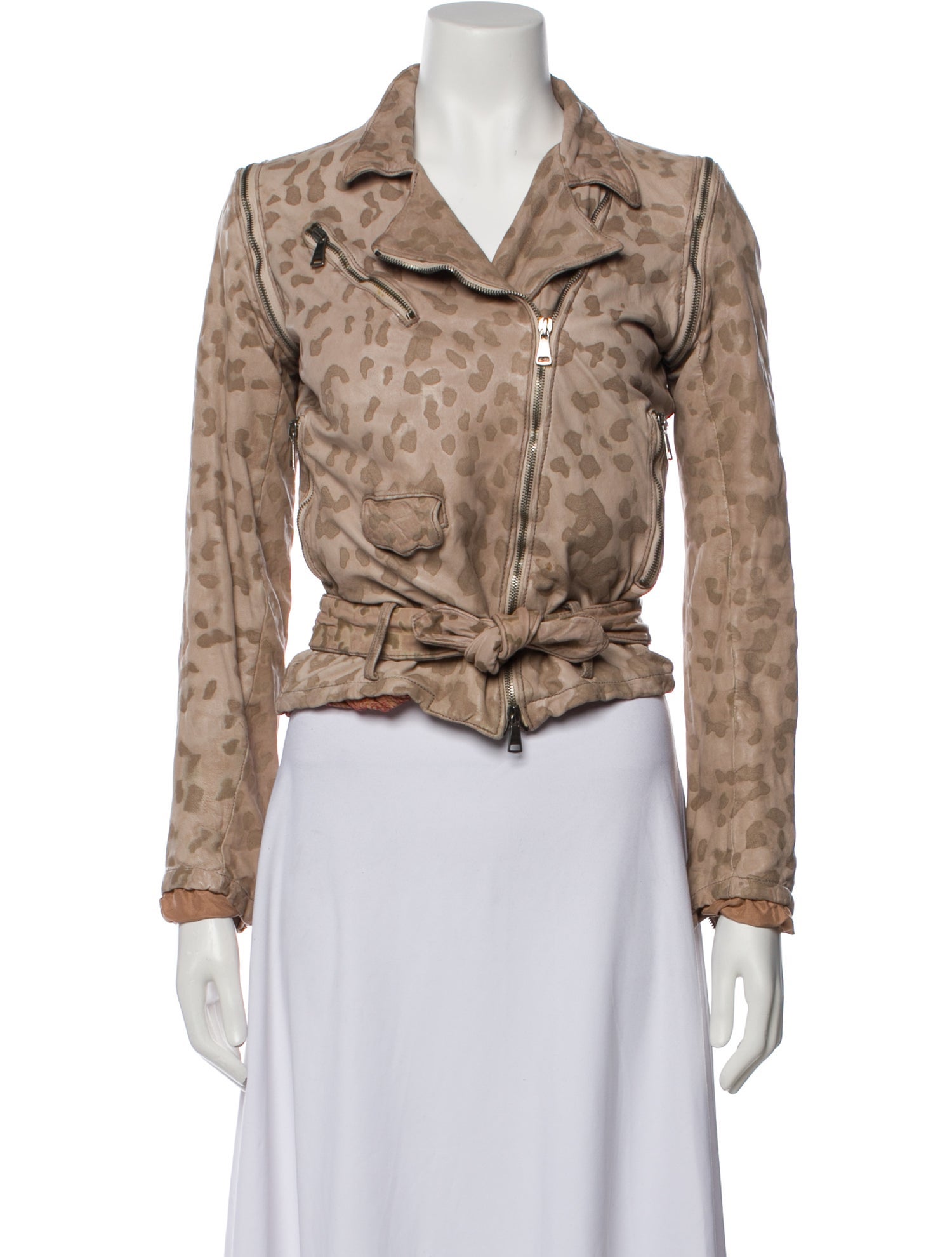 Giorgio Brato Leather Animal Print Biker Jacket