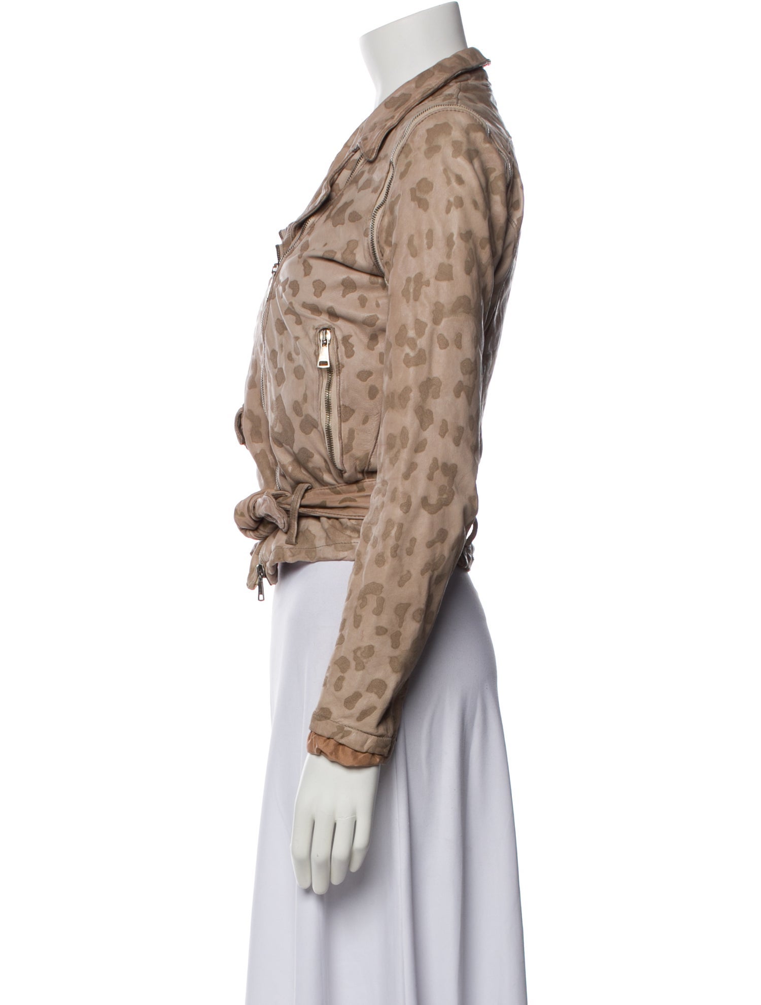 Giorgio Brato Leather Animal Print Biker Jacket