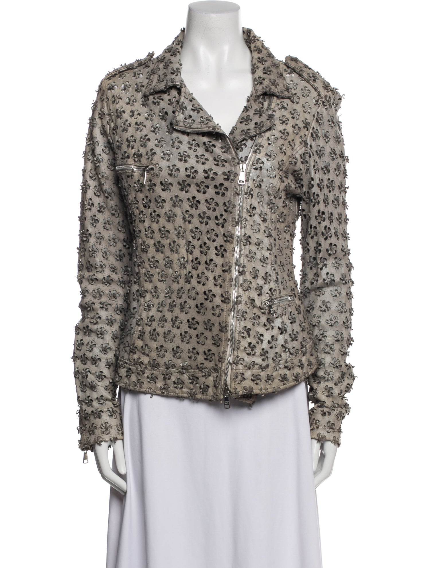 Giorgio Brato Leather Printed Faux Fur Jacket