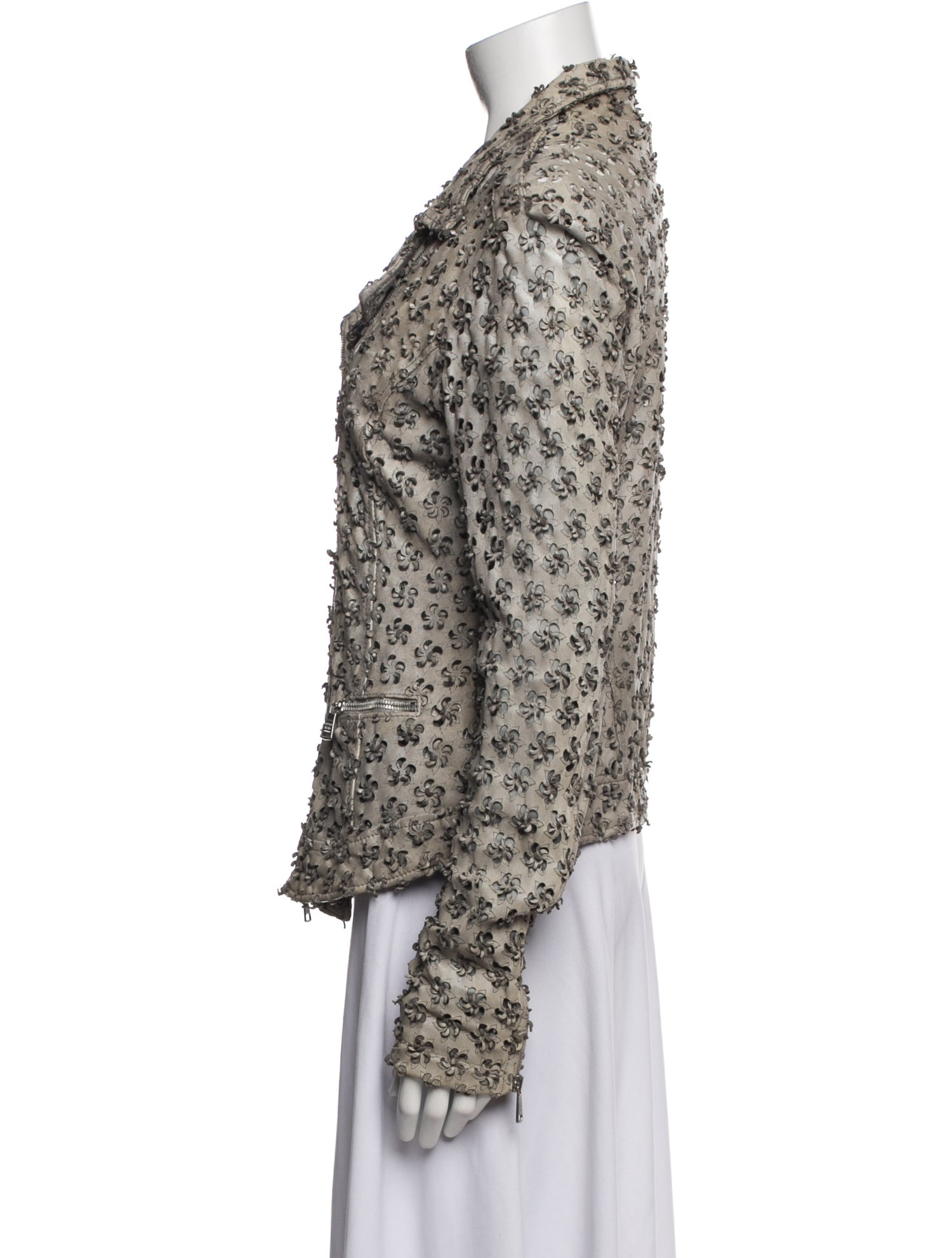 Giorgio Brato Leather Printed Faux Fur Jacket