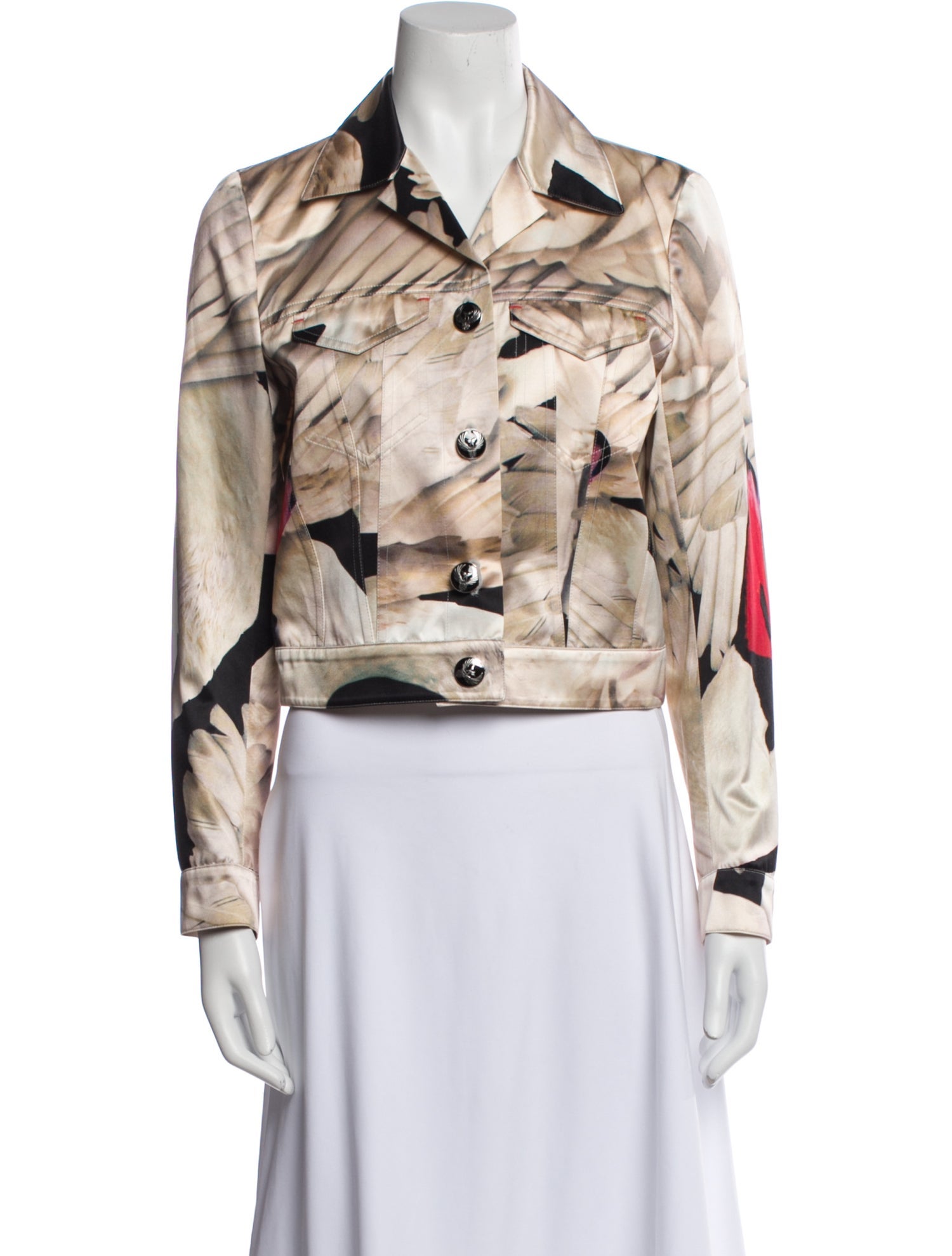 Giles Silk Graphic Print Biker Jacket