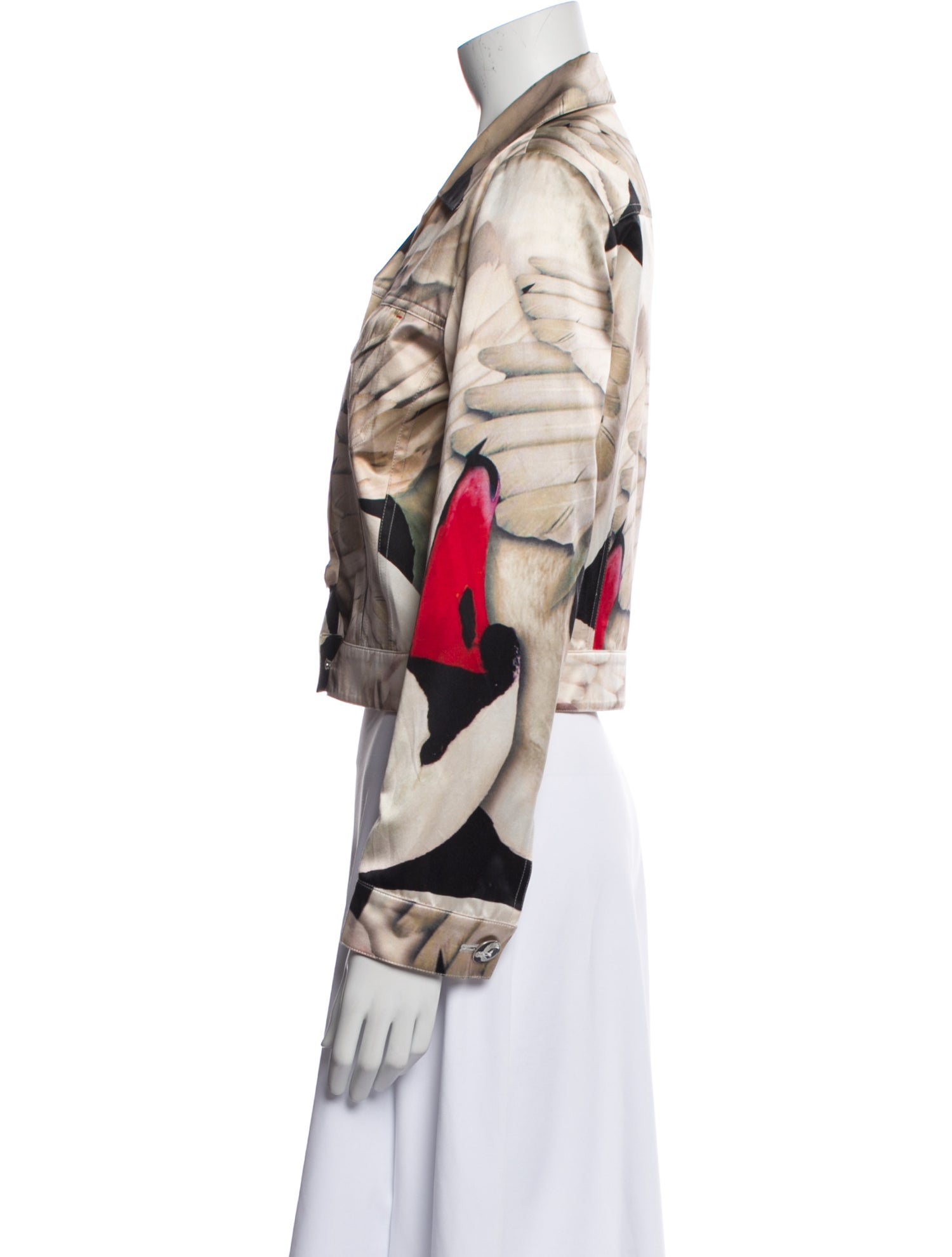 Giles Silk Graphic Print Biker Jacket