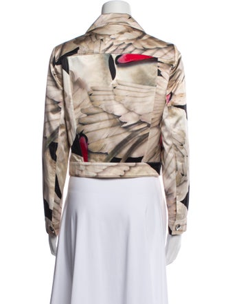 Giles Silk Graphic Print Biker Jacket