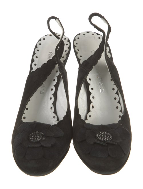Gianmarco Lorenzi Suede Crystal Embellishments Slingback Pumps