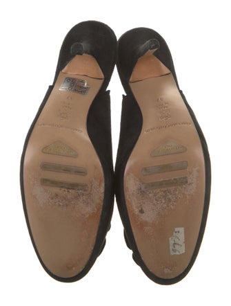 Gianmarco Lorenzi Suede Crystal Embellishments Slingback Pumps