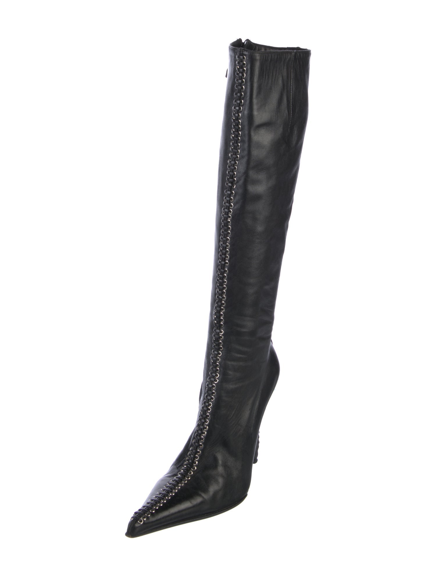 Gianmarco Lorenzi Leather Whipstitch Trim Boots