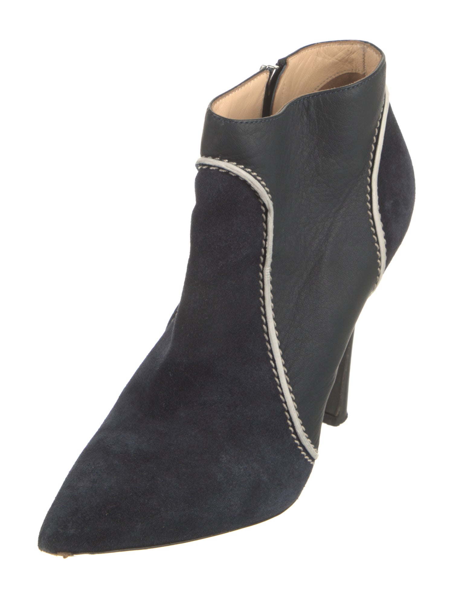 Gianmarco Lorenzi Suede Whipstitch Trim Boots