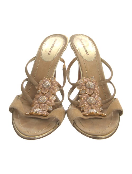 Gianmarco Lorenzi Leather Crystal Embellishments Slides