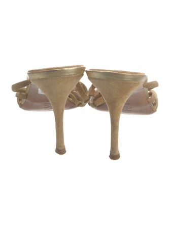 Gianmarco Lorenzi Leather Crystal Embellishments Slides