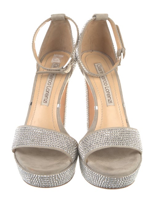 Gianmarco Lorenzi Suede Crystal Embellishments Sandals