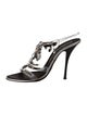 Gianmarco Lorenzi Leather Chain-Link Accents T-Strap Sandals