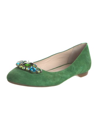 Gianmarco Lorenzi Suede Crystal Embellishments Ballet Flats