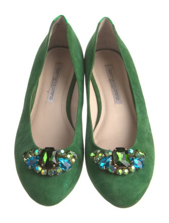 Gianmarco Lorenzi Suede Crystal Embellishments Ballet Flats