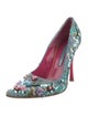 Gianmarco Lorenzi Denim Floral Print Pumps