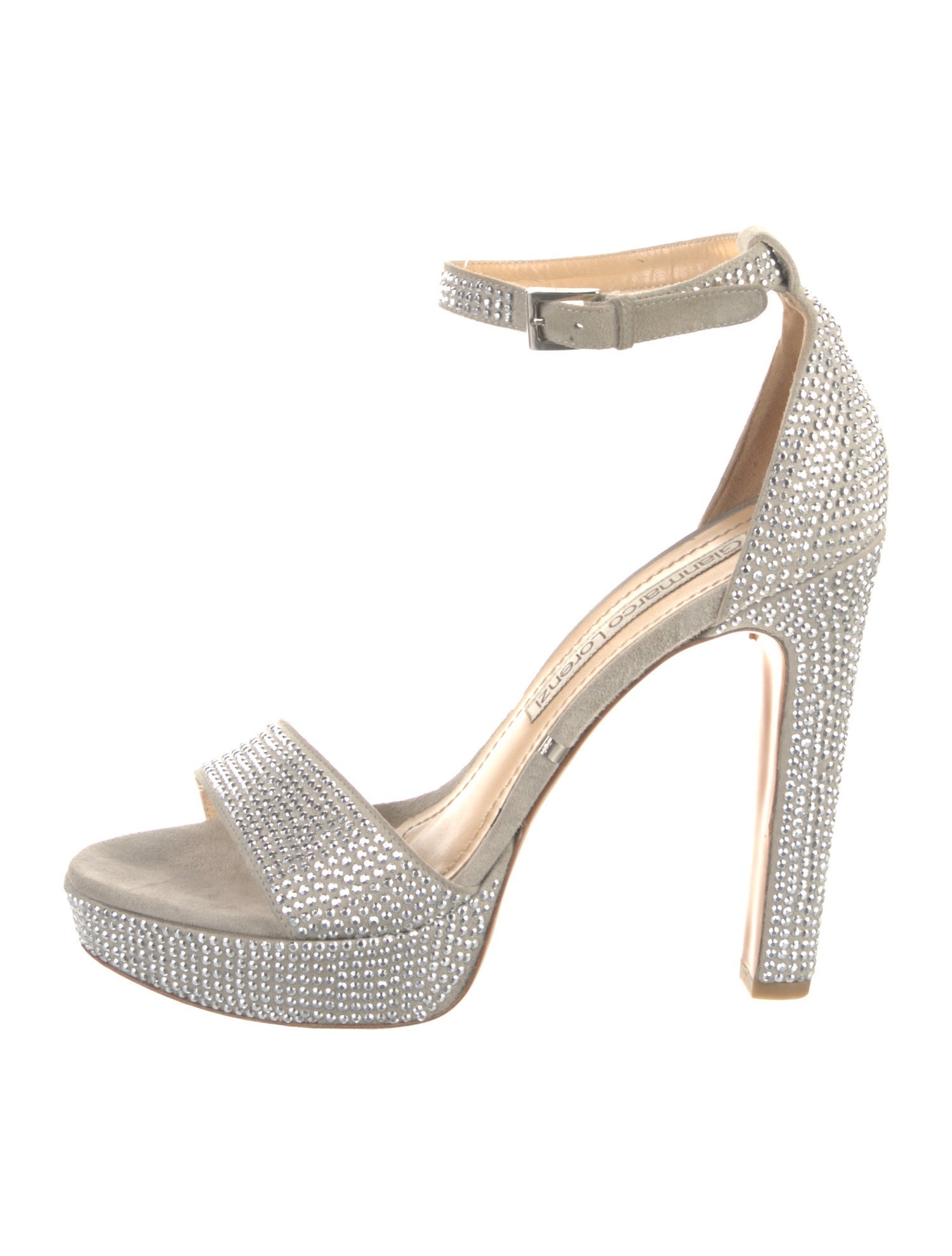 Gianmarco Lorenzi Suede Crystal Embellishments Sandals