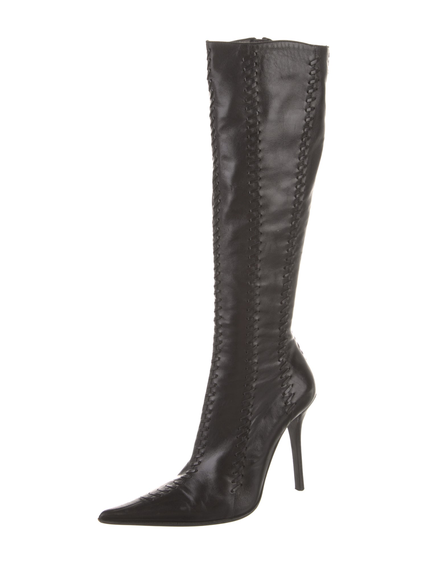 Gianmarco Lorenzi Leather Whipstitch Trim Boots