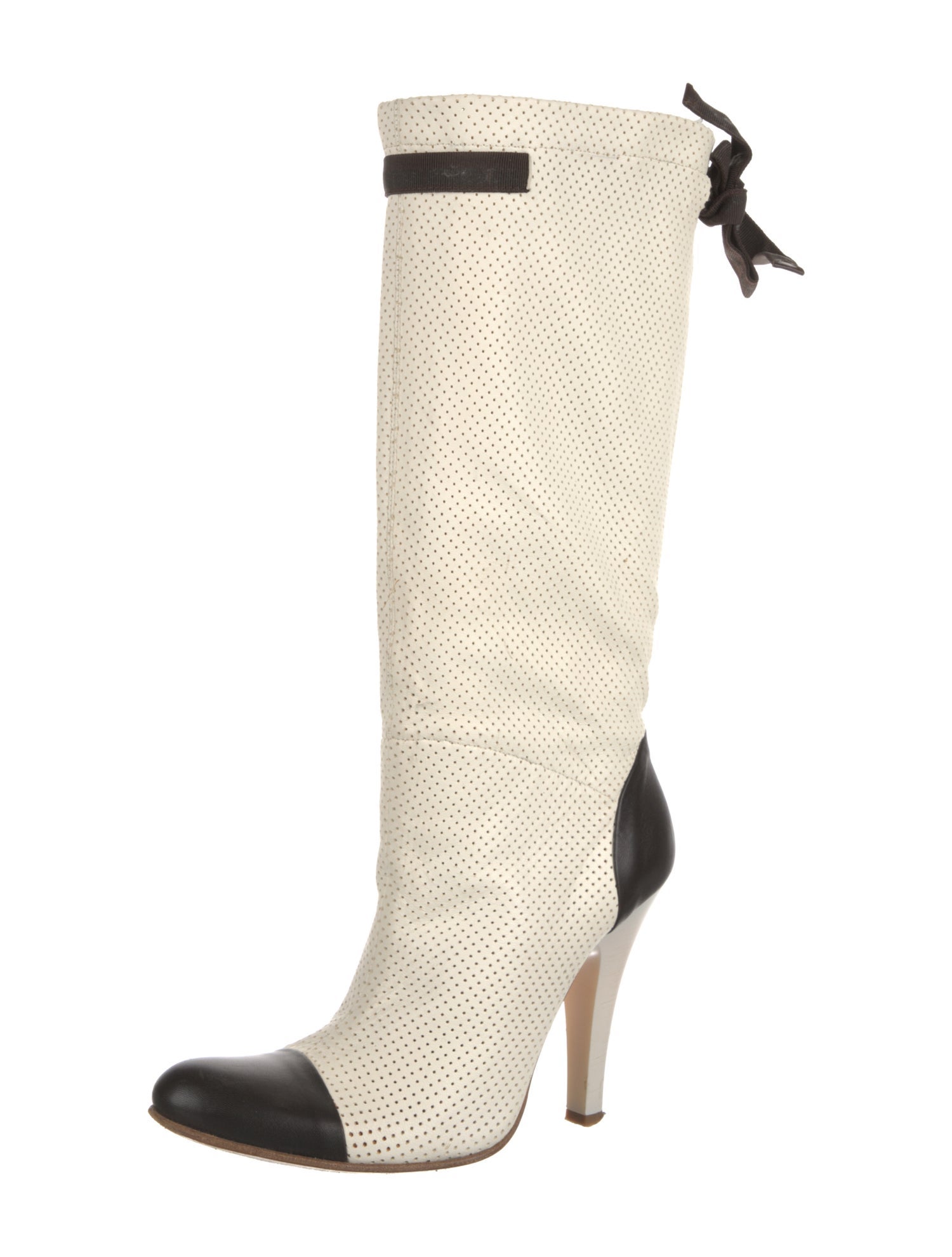 Gianmarco Lorenzi Leather Colorblock Pattern Rain Boots