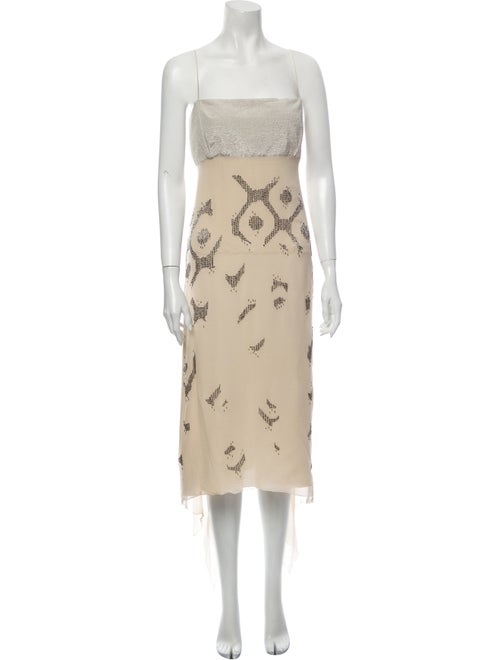 Gianfranco Ferre Printed Midi Length Dress Metalli