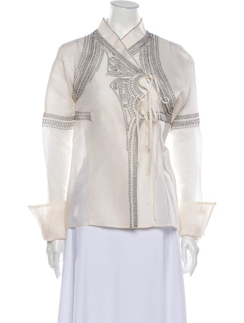 Gianfranco Ferre Printed Long Sleeve Button-Up Top